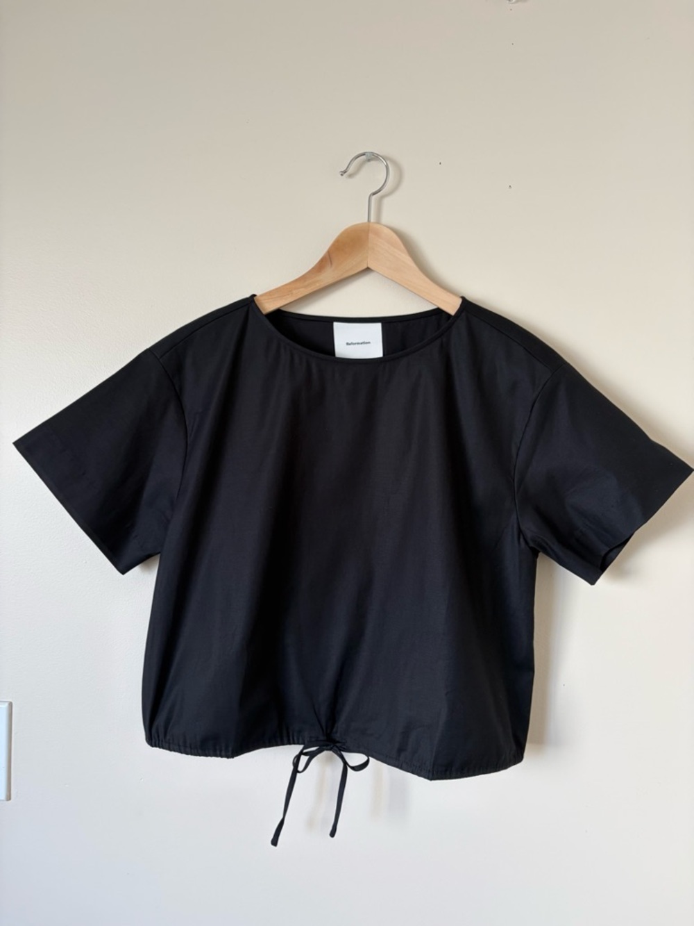 NEW Reformation Jordan Two Piece Short Sleeve Skirt Set Cotton Black | US 0 UK 4 - Picture 8 of 14